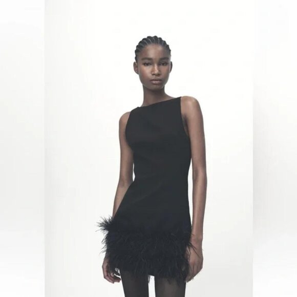 ZARA STRETCHY FEATHER DRESS